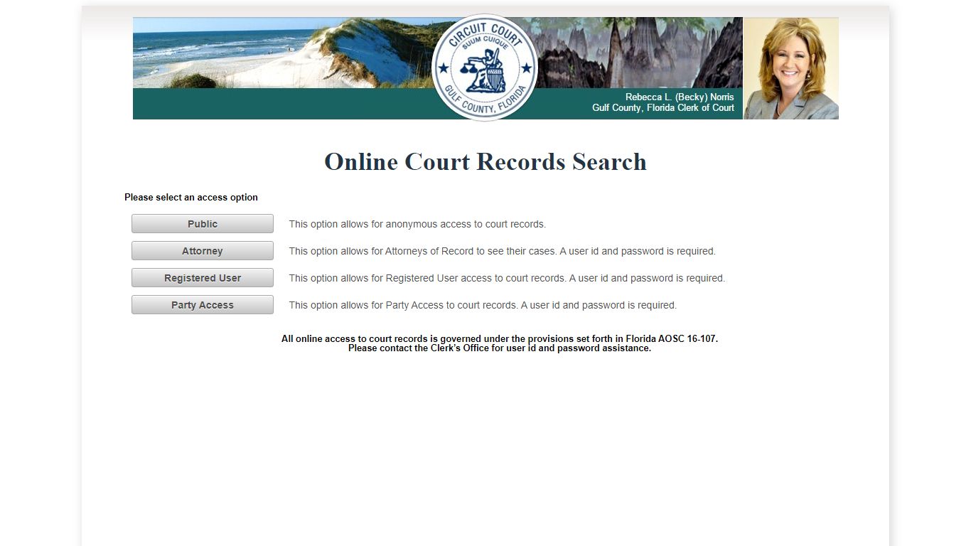 Gulf County OCRS - ONLINE COURT RECORDS SEARCH