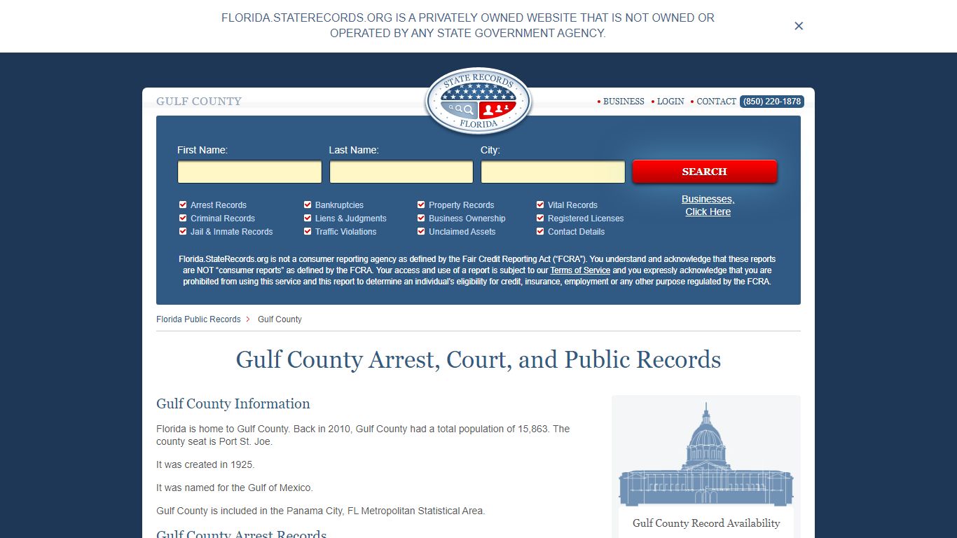 Gulf County Arrest, Court, and Public Records
